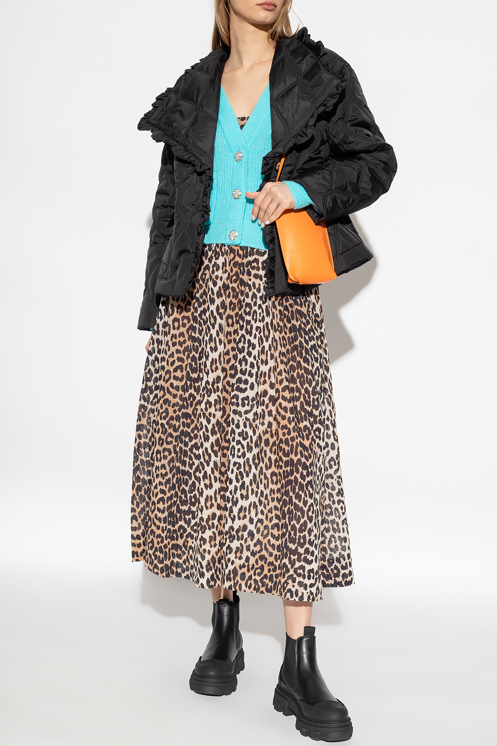 Beige Leopard print dress Ganni - SchaferandweinerShops KR
